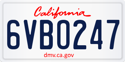 CA license plate 6VBO247