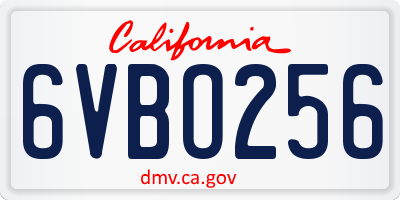 CA license plate 6VBO256