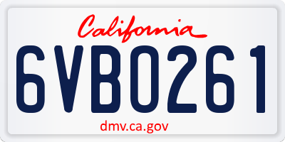 CA license plate 6VBO261