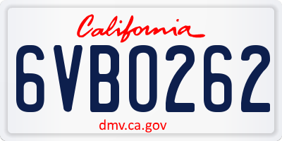CA license plate 6VBO262