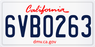 CA license plate 6VBO263