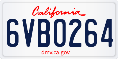 CA license plate 6VBO264