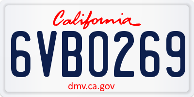 CA license plate 6VBO269