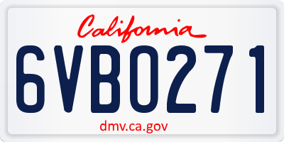CA license plate 6VBO271