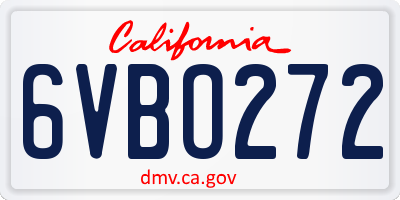 CA license plate 6VBO272