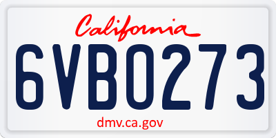CA license plate 6VBO273