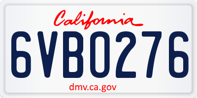 CA license plate 6VBO276