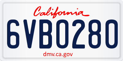 CA license plate 6VBO280