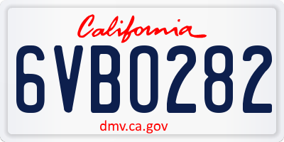 CA license plate 6VBO282
