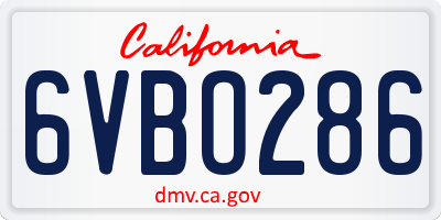 CA license plate 6VBO286