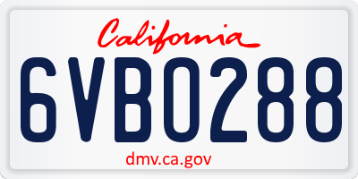 CA license plate 6VBO288