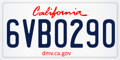 CA license plate 6VBO290