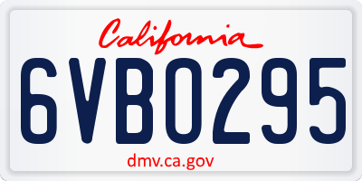 CA license plate 6VBO295