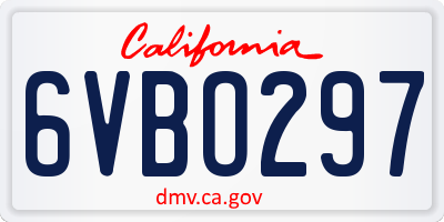 CA license plate 6VBO297