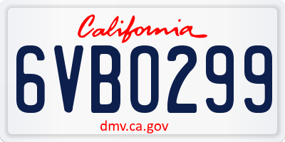 CA license plate 6VBO299