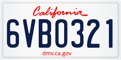 CA license plate 6VBO321