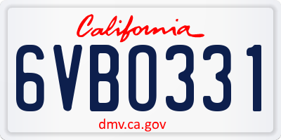 CA license plate 6VBO331
