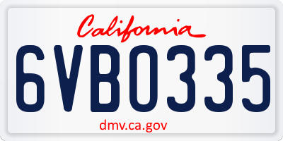 CA license plate 6VBO335