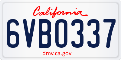 CA license plate 6VBO337