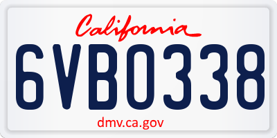 CA license plate 6VBO338