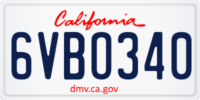 CA license plate 6VBO340