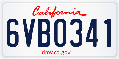 CA license plate 6VBO341