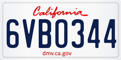 CA license plate 6VBO344