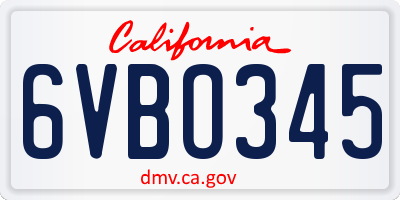 CA license plate 6VBO345