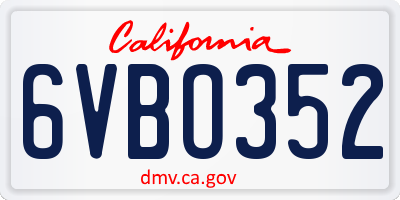 CA license plate 6VBO352