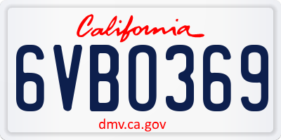 CA license plate 6VBO369
