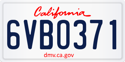 CA license plate 6VBO371