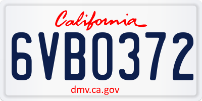 CA license plate 6VBO372