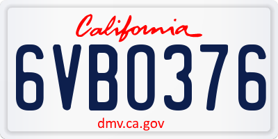 CA license plate 6VBO376