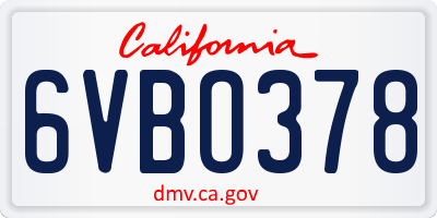 CA license plate 6VBO378