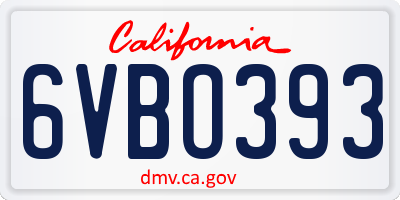 CA license plate 6VBO393