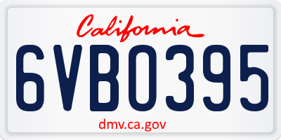 CA license plate 6VBO395