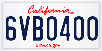 CA license plate 6VBO400