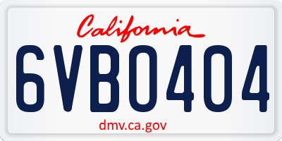 CA license plate 6VBO404