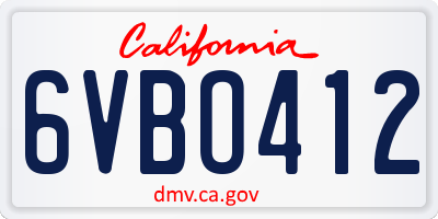 CA license plate 6VBO412