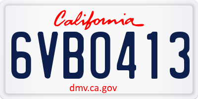 CA license plate 6VBO413