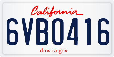 CA license plate 6VBO416