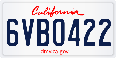 CA license plate 6VBO422