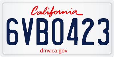 CA license plate 6VBO423