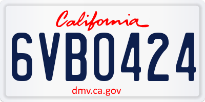 CA license plate 6VBO424