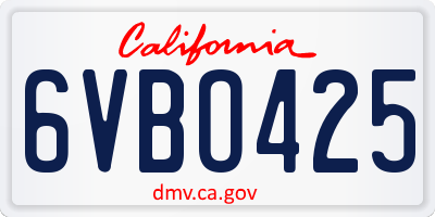 CA license plate 6VBO425