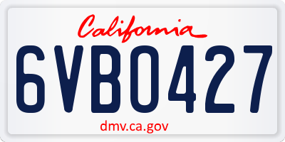 CA license plate 6VBO427