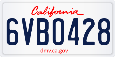 CA license plate 6VBO428