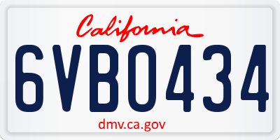 CA license plate 6VBO434