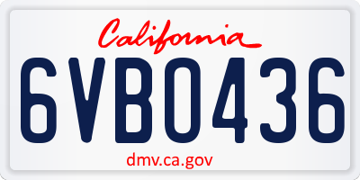 CA license plate 6VBO436