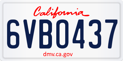 CA license plate 6VBO437